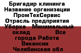 Бригадир клининга › Название организации ­ ПромТехСервис › Отрасль предприятия ­ Уборка › Минимальный оклад ­ 30 000 - Все города Работа » Вакансии   . Челябинская обл.,Снежинск г.